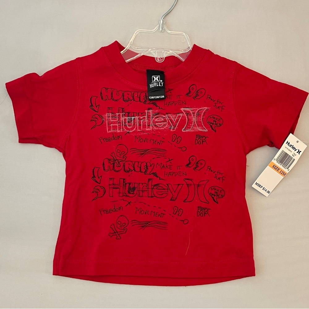 Hurley Kids Red Tee with Fun Graphics